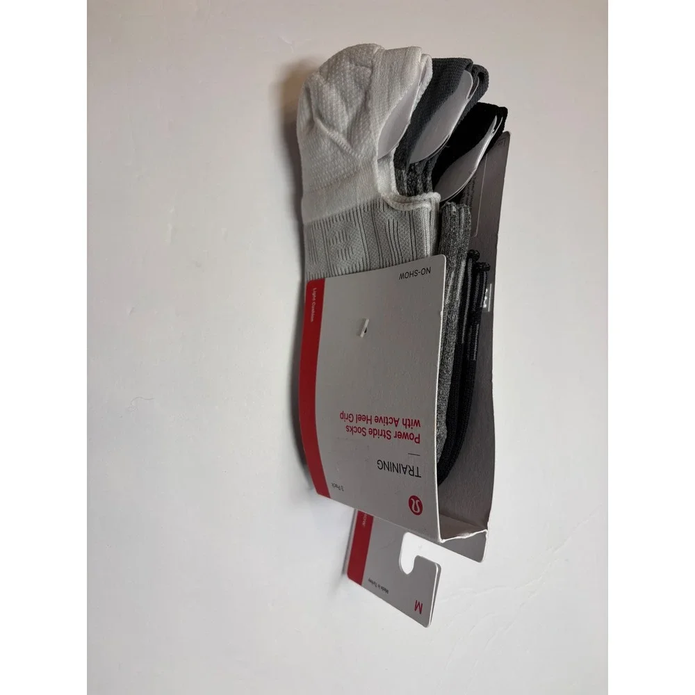 Lululemon Power Stride No-Show Socks 3 Pack Active Heel Grip